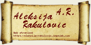 Aleksija Rakulović vizit kartica